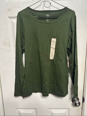 St. John's Bay Olive Green Long-Sleeve Crewneck Top